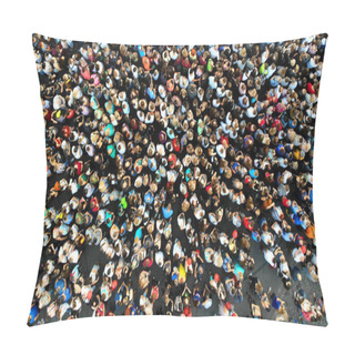 Personality  Aerial. Many People Background. Top View.  Pillow Covers