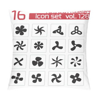 Personality  Vector Black Fans And Propellers Icons Set Pillow Covers