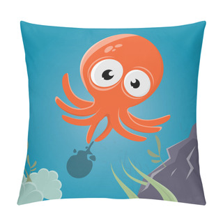 Personality  Funny Cartoon Squid Clipart Pillow Covers