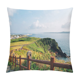 Personality  Seongsan Ilchulbong Tuff Cone Trail In Jeju Island, Korea Pillow Covers