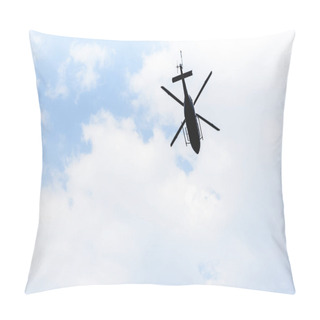 Personality  Bottom View Of Helicopter Flying In Sky With Copy Space Pillow Covers