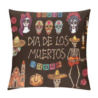 Personality  Mexican Day Of Dead Skulls And Skeleton Symbols Pillow Covers