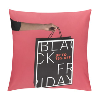 Personality  Woman Holding Black Shopping Bag Pillow Covers
