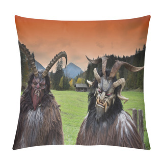 Personality  Alpine Traditional Krampus Masks Pillow Covers