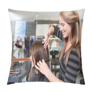 Personality  Hairdresser Cutting Client's Hair Pillow Covers