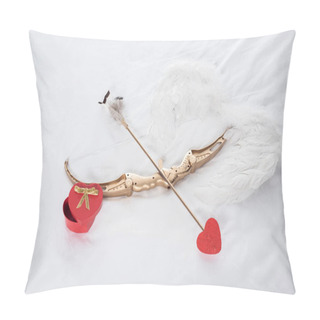 Personality  Top View Of Gift Box, Wings, Bow And Arrow On White Bed Pillow Covers