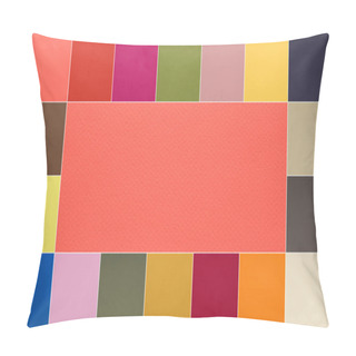 Personality  Color Of The Year 2019: Living Coral And Other Fashionable Trend And Neutrals Colors Of Spring-summer 2019 Season From New York And London Fashion Weeks. Texture Of Colored Paper. Photo Collage Pillow Covers