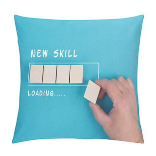 Personality  Progress Bar With The Words New Skill Loading, Education Concept, Having A Goal, Online Learning, Knowledge Is Power Strategy Pillow Covers