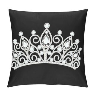 Personality  Illustration Of Beautiful Diadem, Crown, Tiara Female With  Prec Pillow Covers