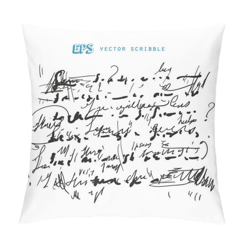 Personality  Unidentified meanless abstract handwriting scribble text drawing. pillow covers