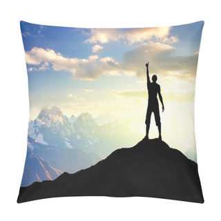 Personality  Person On The Peak Of Mountain. Pillow Covers
