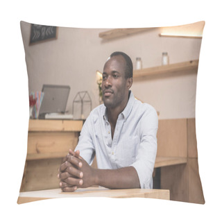 Personality  African-american Man In Cafe Pillow Covers