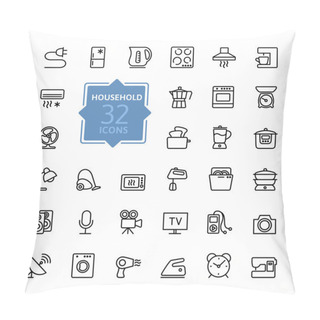 Personality  Outline Icon Collection - Household Appliances Pillow Covers