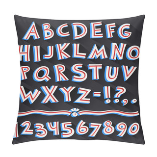 Personality  Cartoon Retro 3D Font With Strips On Black Background Pillow Covers
