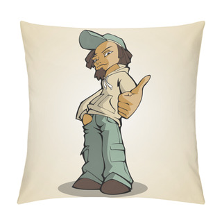 Personality  Rastaman Person. Vector Illustration. Pillow Covers