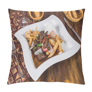 Personality  Lomo Saltado With White Rice And French Fries Pillow Covers