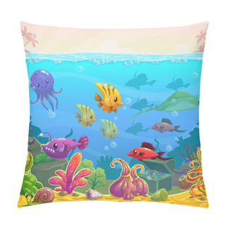 Personality Funny Cartoon Vector Underwater Illustration Pillow Covers