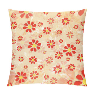 Personality  Vintage Red Flowers Over Old Paper Background Pillow Covers