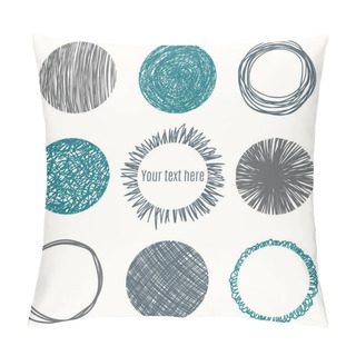 Personality  Hand Drawn Circle Banners. Scribble Shapes Pillow Covers