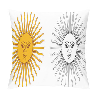 Personality  Sun Of May - National Emblem Of Argentina And Uruguay. Yellow Ci Pillow Covers