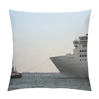 Personality  Powerful Tugboat While Maneuvering The Big Cruise Ship Out Of Th Pillow Covers