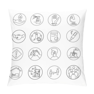 Personality  Vector Of Different Coronavirus Icons On White Pillow Covers