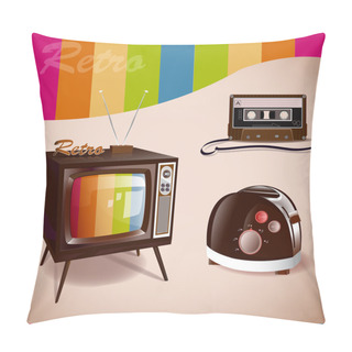 Personality  Retro Media. Vector Illustration Pillow Covers