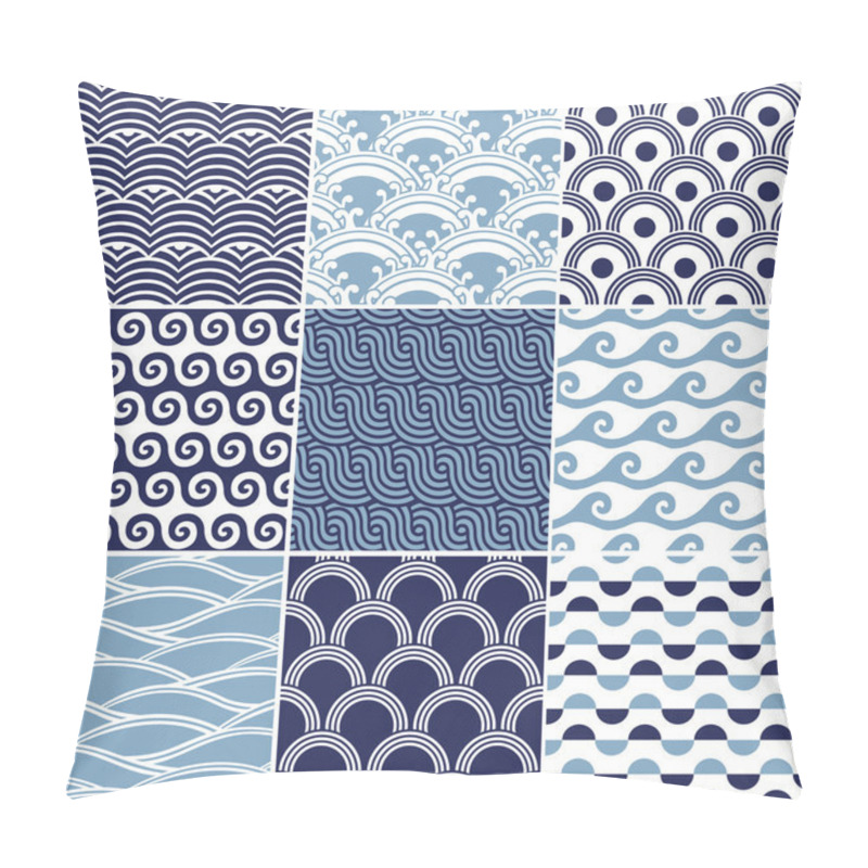 Personality  Seamless Ocean Wave Pattern Pillow Covers