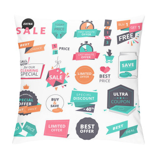 Personality  Set Of Flat Design Style Badges And Elements For Shopping Pillow Covers
