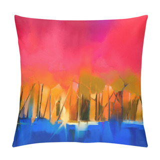 Personality  Abstract Colorful Oil Painting Landscape On Canvas Pillow Covers