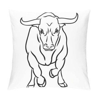 Personality  Bull On White Background Pillow Covers