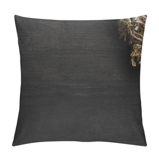 Personality  Top View Of Shamanic Smudge Sticks On Dark Wooden Background Pillow Covers