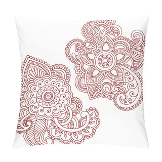 Personality  Henna Mehndi Pasiley Mandala Flower Doodles Vector Pillow Covers