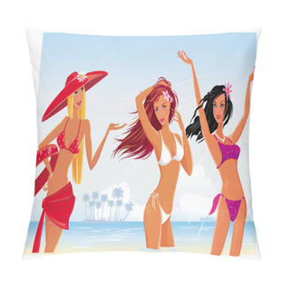 Personality  Beautiful Sexy Girls On The Beach Pillow Covers