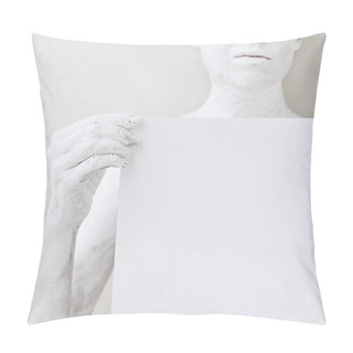 Personality  Woman Holding Blank White Poster Pillow Covers