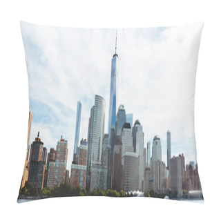 Personality  MANHATTAN, NEW YORK, USA - OCTOBER 8, 2018: Beautiful Panoramic View Of Manhattan And Atlantic Ocean, New York, Usa Pillow Covers