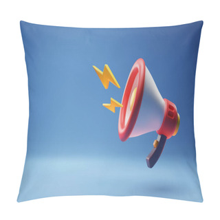 Personality  3D Megaphone Icon On Blue Template For Online Promotion Banner Pillow Covers