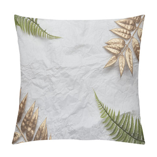 Personality  Summer Background With Ferns And Golden Leaves And Copy Space. Pillow Covers