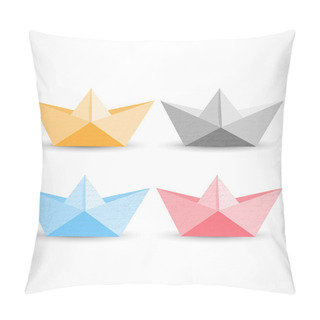 Personality  Origami Paper Boat Red, Yellow, Blue On White. Pillow Covers