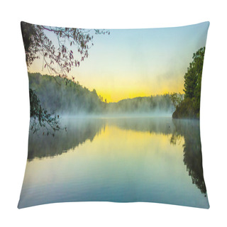 Personality  Grandfather Mountain Sunrise Reflections On Julian Price Lake In Pillow Covers