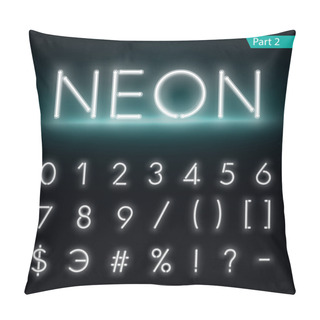 Personality  Neon Alphabet. Glowing Font. Vector Format Part 2 Pillow Covers