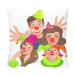 Personality  Family Of Clowns. Dad, Mom, Daughter, Son Pillow Covers