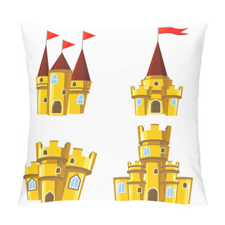 Personality  Set Of Gold Fairy Castles Pillow Covers