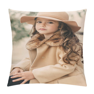 Personality  Little Girl In A Hat With Long Hair Pillow Covers