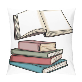 Personality  Vector Illustrations: Blank Open Book And Stack Of Books Pillow Covers