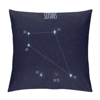 Personality  Sextans (The Sextant) Constellation, Vector Illustration With The Names Of Basic Stars Against The Starry Sky  Pillow Covers