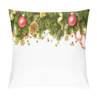 Personality  Christmas Decorations Border  Isolated On White Background   Pillow Covers