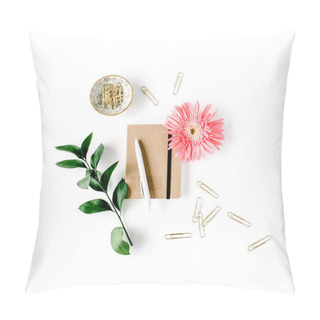 Personality  Pink Gerbera Daisy, Green Branch Pillow Covers