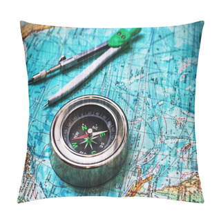 Personality  Map And Compass Pillow Covers