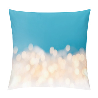 Personality  Glossy Christmas Blurred Lights On Blue Background Pillow Covers